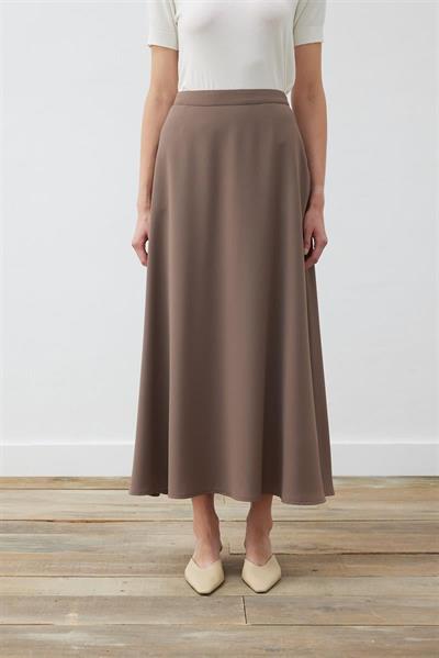RINA CREPE FLARED SKIRT TAUPE