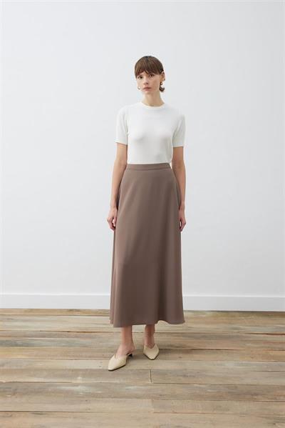 RINA CREPE FLARED SKIRT TAUPE