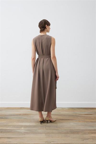 RINA CREPE FRONT SEAM DRESS TAUPE