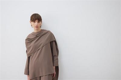 RINA CREPE SCARF DETAILED BLOUSE TAUPE