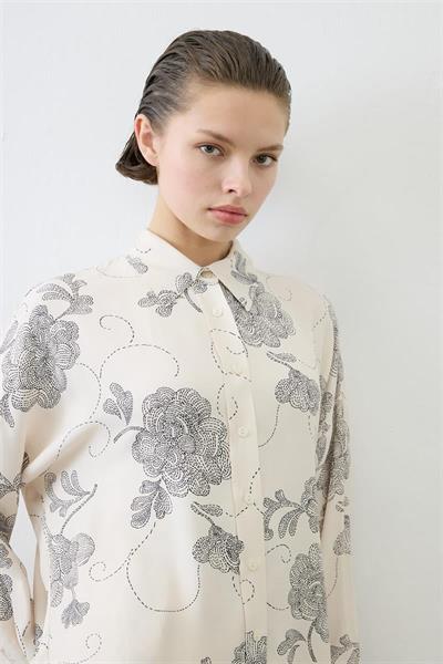 RITZ PATTERNED RAYON VISCOSE PANTS SET BEIGE