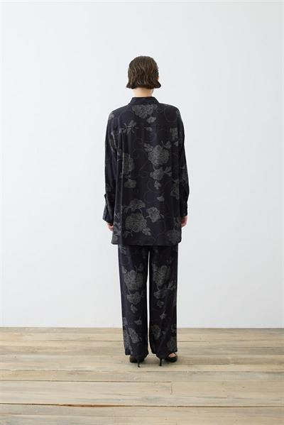 RITZ PATTERNED RAYON VISCOSE PANTS SET BLACK