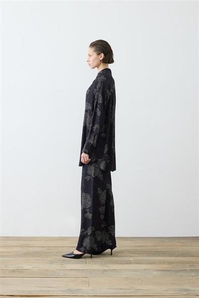 RITZ PATTERNED RAYON VISCOSE PANTS SET BLACK