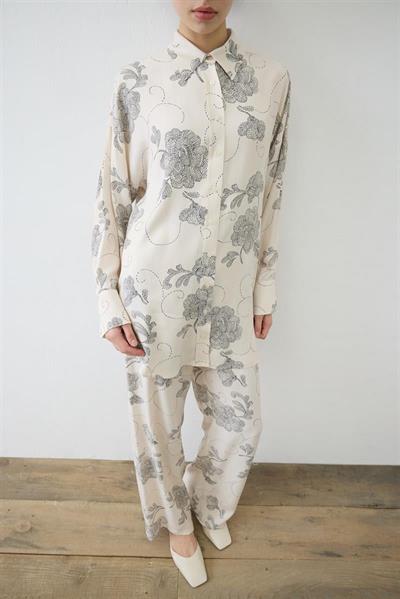 RITZ PATTERNED RAYON VISCOSE PANTS SET BEIGE