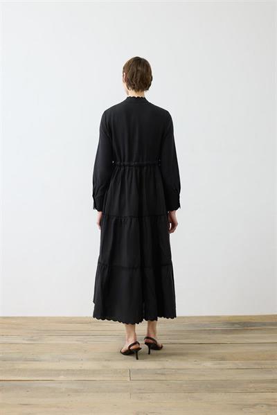 ROMANCE 100% LINEN CUT OUT DRESS BLACK