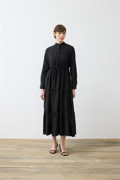 ROMANCE 100% LINEN CUT OUT DRESS BLACK