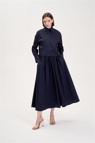 ROYAL COTTON CROPPED SHIRT NAVY BLUE