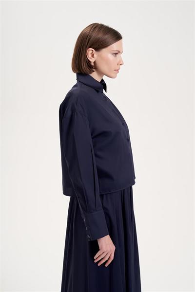 ROYAL COTTON CROPPED SHIRT NAVY BLUE
