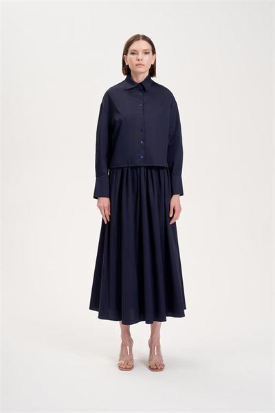 ROYAL COTTON CROPPED SHIRT NAVY BLUE