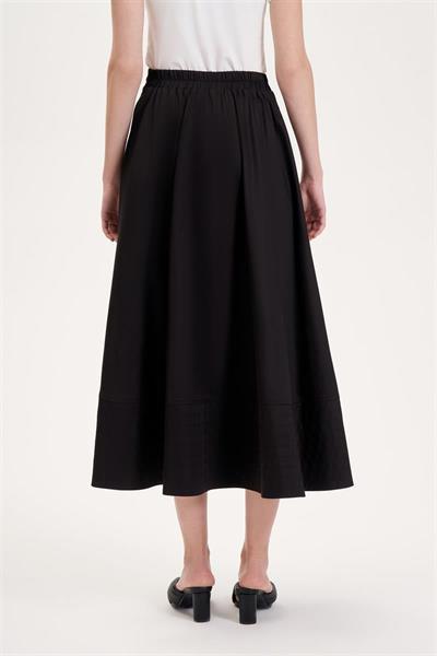 ROYAL COTTON FLARED SPORTS STITCH SKIRT BLACK