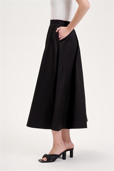 ROYAL COTTON FLARED SPORTS STITCH SKIRT BLACK