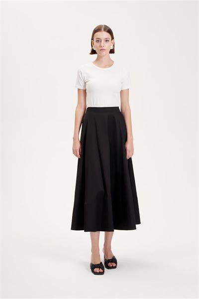 ROYAL COTTON FLARED SPORTS STITCH SKIRT BLACK