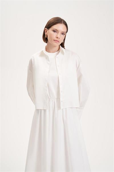 ROYAL COTTON SLEEVELESS SPORTS STITCH FLARED DRESS WHITE