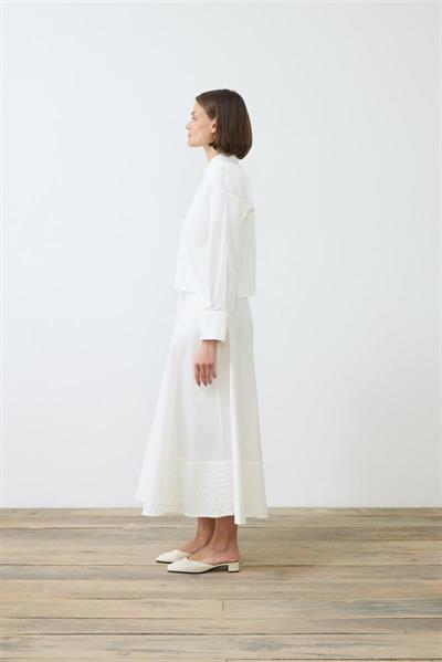 ROYAL COTTON SPORTS STITCH SKIRT SET ECRU