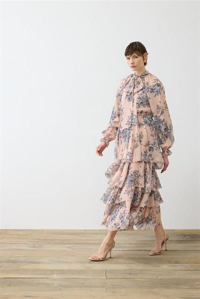 ROZA CHIFFON LAYERED DRESS PINK