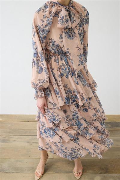 ROZA CHIFFON LAYERED DRESS PINK