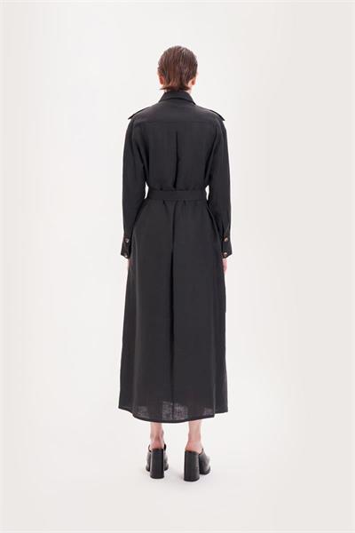 SAFARI 100% LINEN POCKET DRESS BLACK