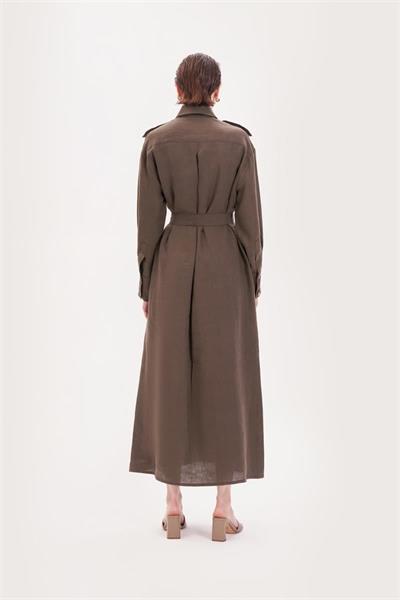 SAFARI 100% LINEN POCKET DRESS KHAKI