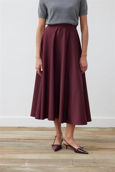 SCUBA FLARED SKIRT BURGUNDY