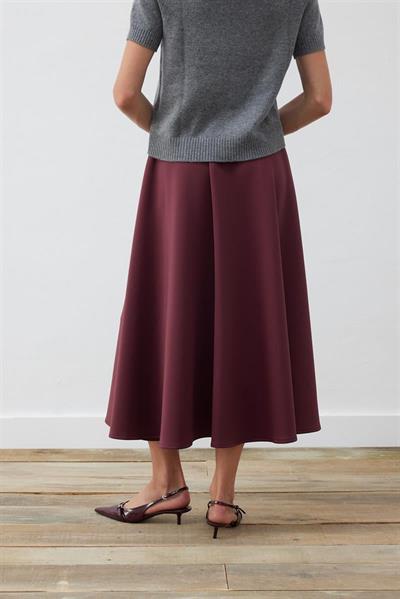 SCUBA FLARED SKIRT BURGUNDY