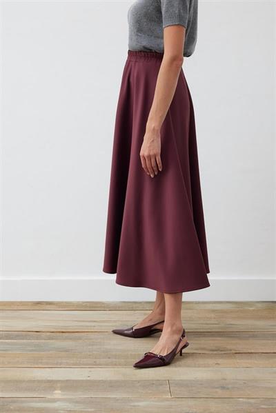 SCUBA FLARED SKIRT BURGUNDY
