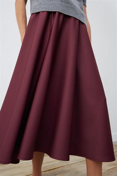 SCUBA FLARED SKIRT BURGUNDY