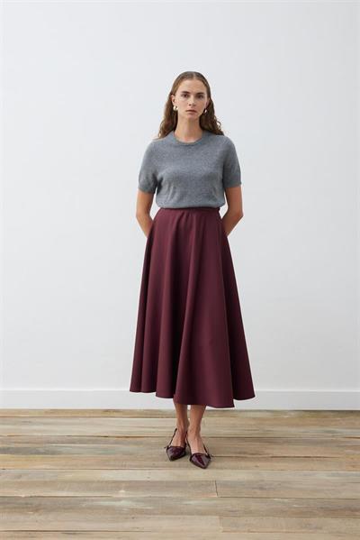 SCUBA FLARED SKIRT BURGUNDY