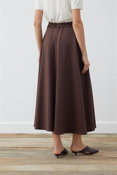 SCUBA FLARED SKIRT DARK BROWN