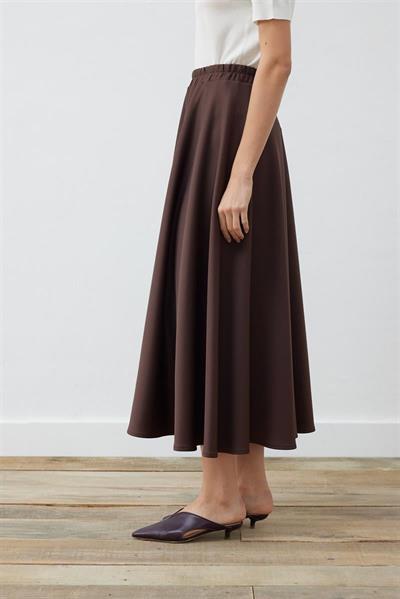 SCUBA FLARED SKIRT DARK BROWN