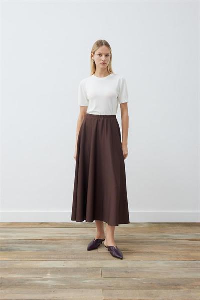 SCUBA FLARED SKIRT DARK BROWN