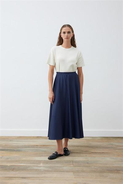 SCUBA FLARED SKIRT NAVY BLUE