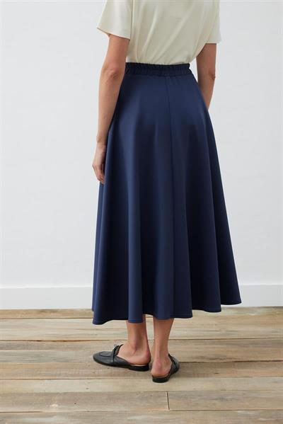 SCUBA FLARED SKIRT NAVY BLUE