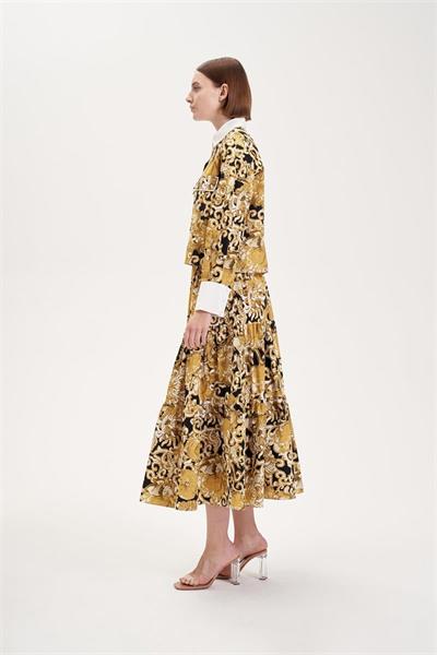 SOFIA PATTERNED PIPING DETAILED SKIRT SET GREEN