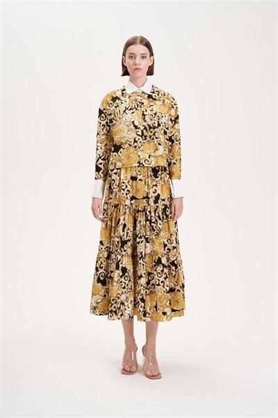 SOFIA PATTERNED PIPING DETAILED SKIRT SET GREEN