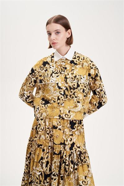 SOFIA PATTERNED PIPING DETAILED SKIRT SET GREEN