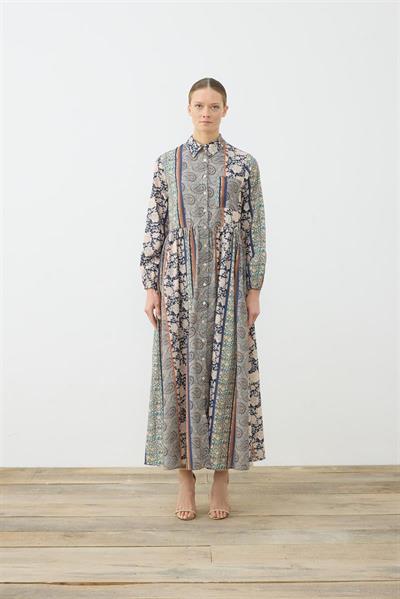 SOLE PATTERNED VOILE SHIRT DRESS BLUE
