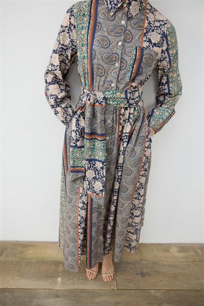 SOLE PATTERNED VOILE SHIRT DRESS BLUE