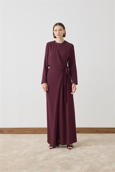 SOLİN KREP BAĞLAMA DETAYLI TULUM BORDO