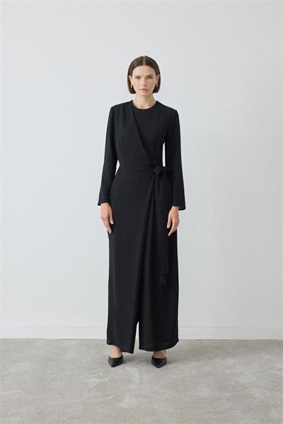 SOLİN KREP BAĞLAMA DETAYLI TULUM SİYAH