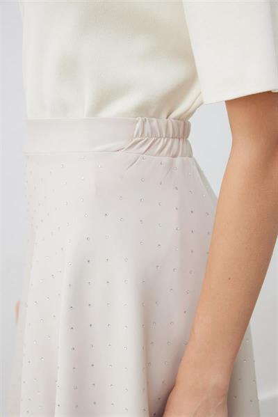 SPARK STONE EMBELLISHED FLARED SKIRT BEIGE