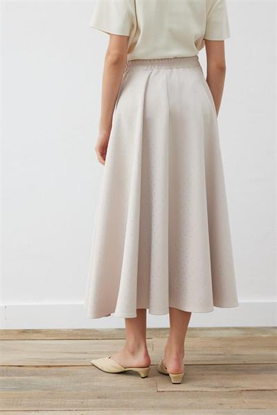 SPARK STONE EMBELLISHED FLARED SKIRT BEIGE