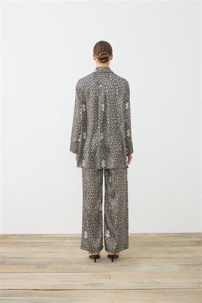 SPRING PATTERNED TWILL PANTS SET BLACK