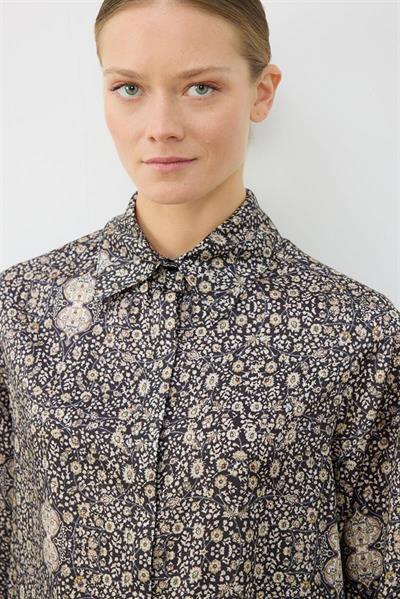 SPRING PATTERNED TWILL PANTS SET BLACK