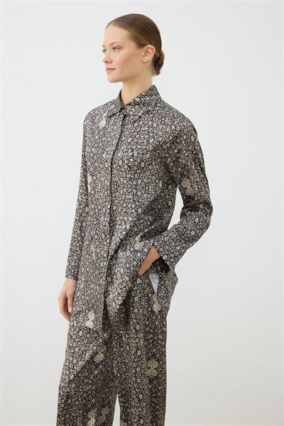 SPRING PATTERNED TWILL PANTS SET BLACK