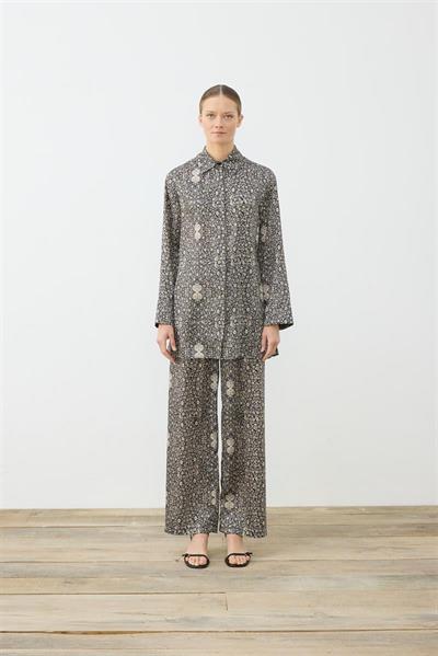 SPRING PATTERNED TWILL PANTS SET BLACK