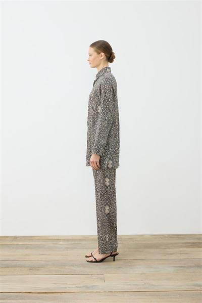 SPRING PATTERNED TWILL PANTS SET BLACK