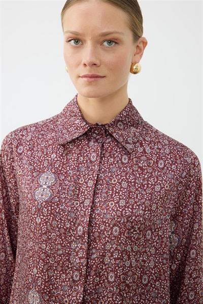 SPRING PATTERNED TWILL PANTS SET BURGUNDY