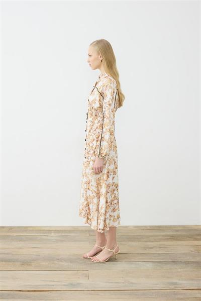 SUCRE RAYON VISCOSE PIPED DRESS YELLOW