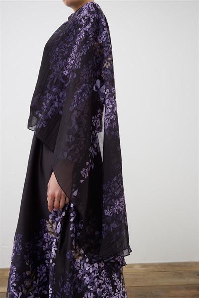 SUMBUL PATTERNED TWILL SCARF DETAILED SKIRT SET BLACK