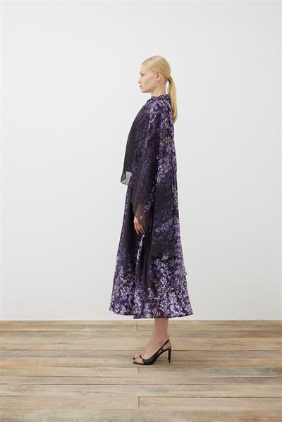 SUMBUL PATTERNED TWILL SCARF DETAILED SKIRT SET BLACK